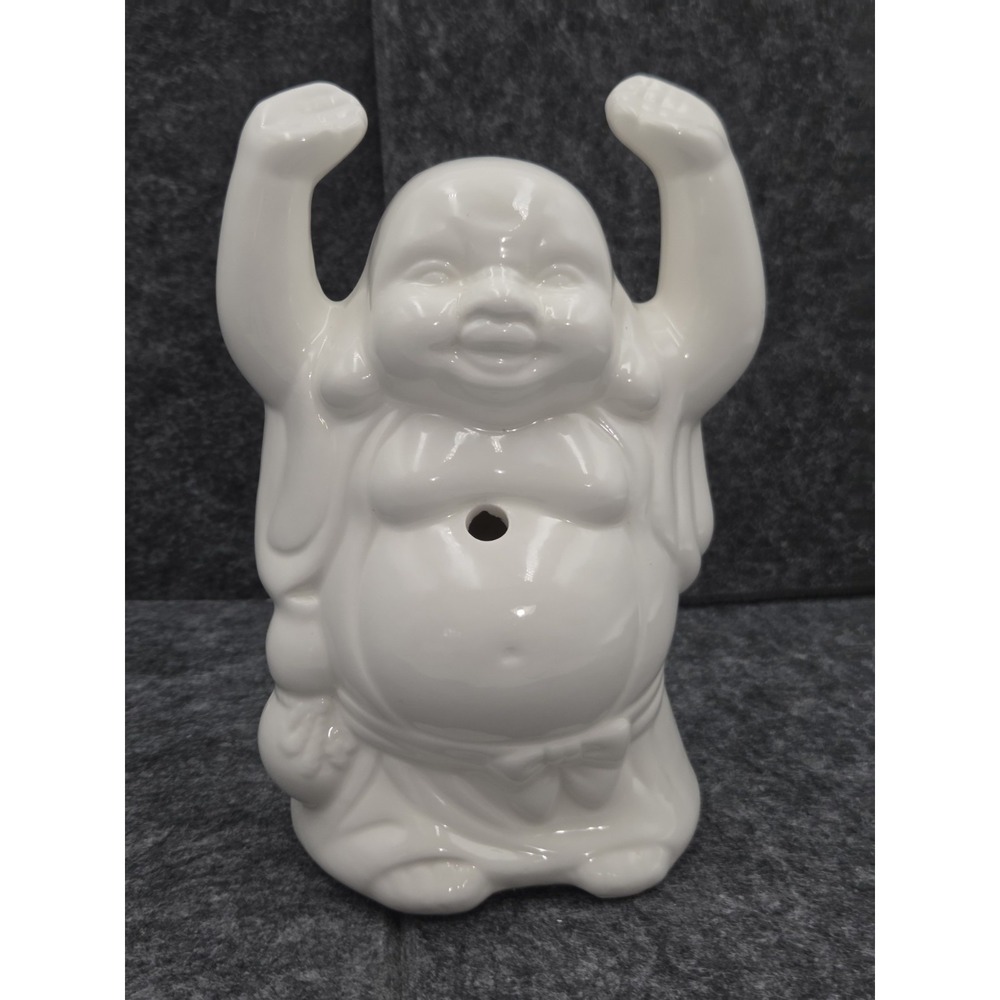 BENIHANA Happy Buddha White Ceramic Statue Figurine 7" × 4.5"